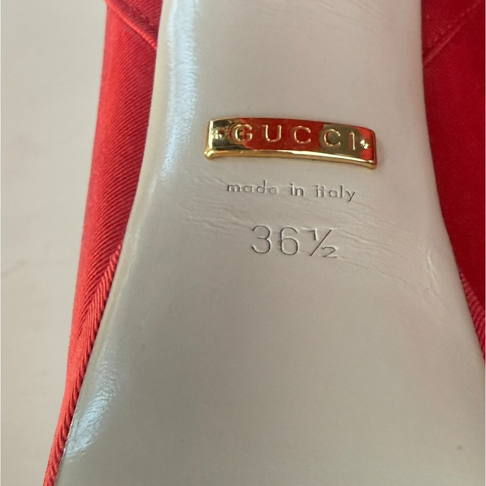 Gucci Red Heel Platform Runway Boots Ribbed Fabric Pull-on Size 36.5 US 6.5 - Picture 13 of 16